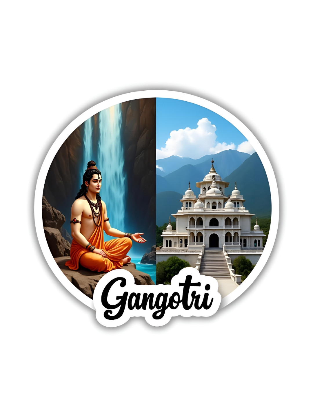 GIFTODAY Blue & White Gangotri Printed Decorative Magnets