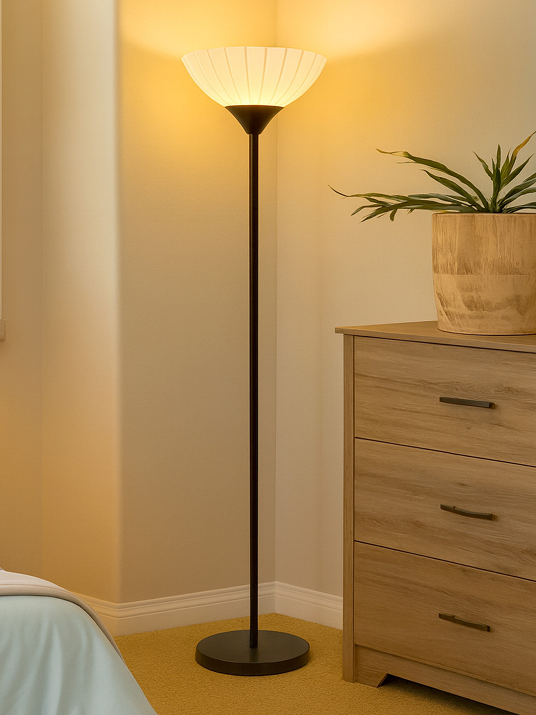 Homesake Black & White Acrylic Sky Ribbed Dome Standing Floor Lamps