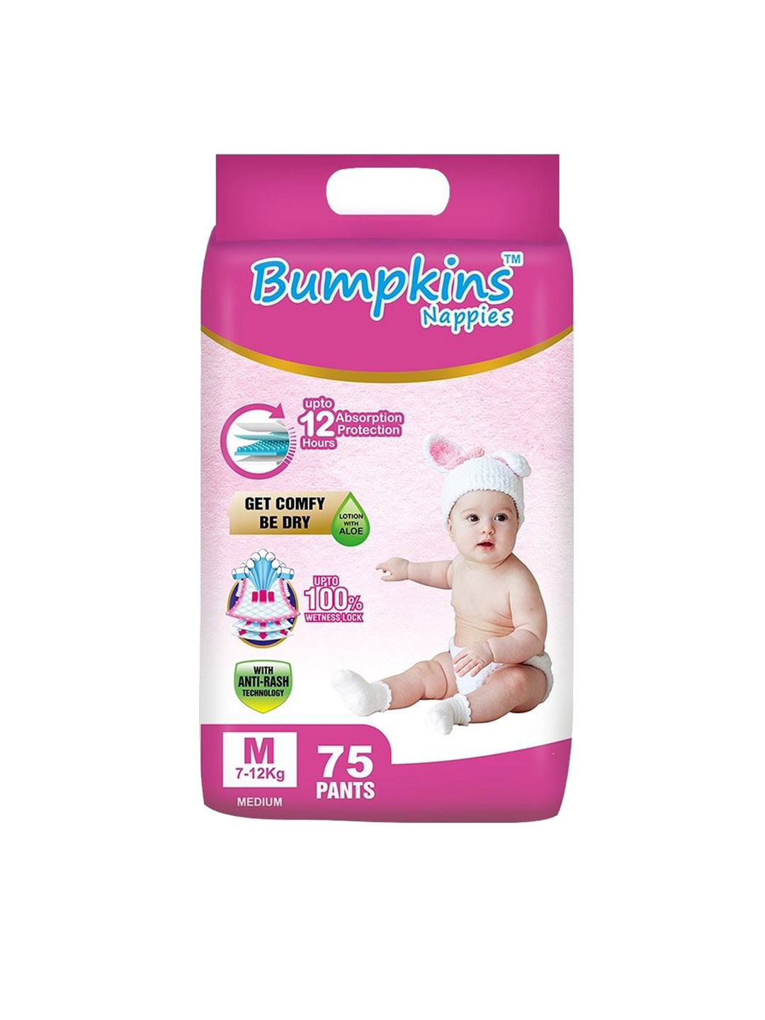 Bumpkins Nappies Anti Rash Technology Baby Diapers - 75 Pants - M