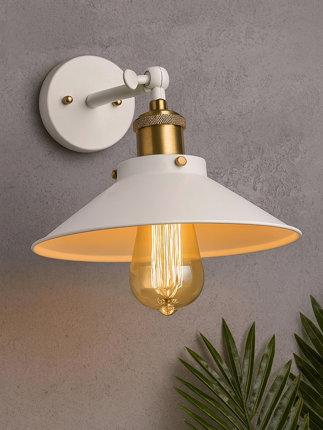 Homesake White Solid Handcrafted Cone Shaped Swing Arm Light