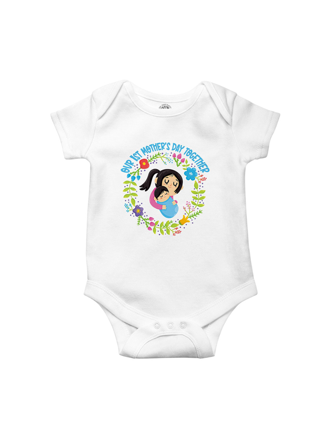 THE PRINT PLATTER Infants Mother's Day Printed Envelope Neck Short Sleeves Cotton Bodysuit