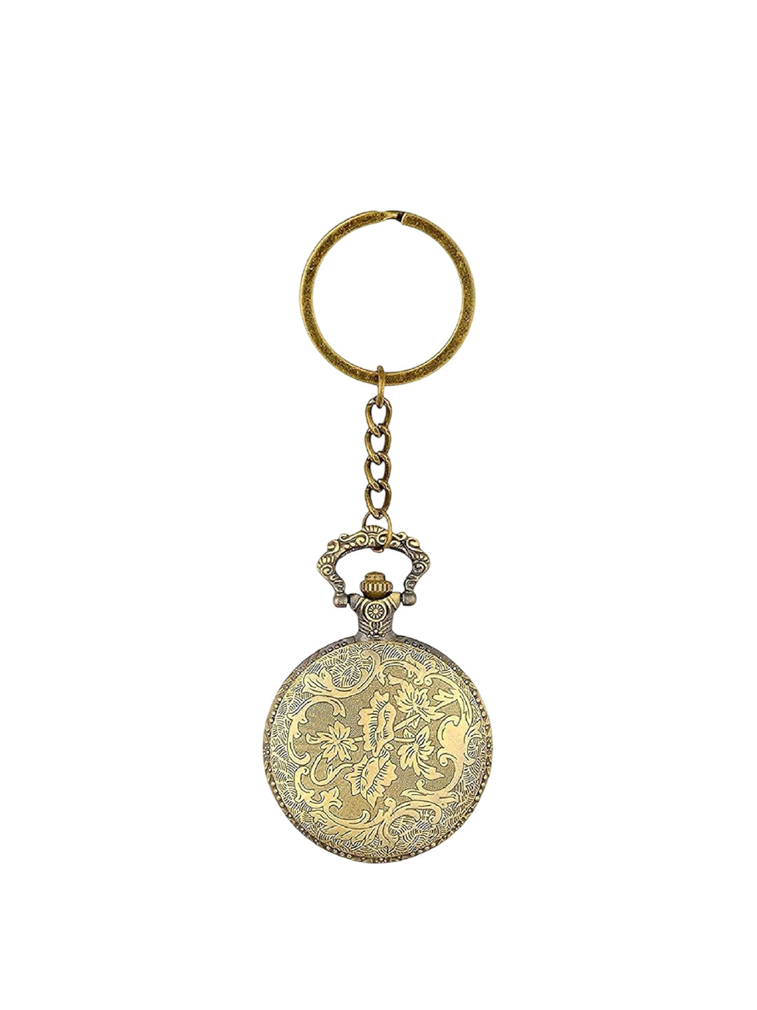AUGEN Textured Metal Circle Retro Key Chain With Key Ring