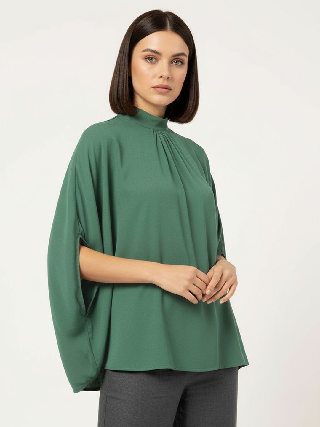 DressBerry Delicately Flirty High-Neck Kimono Sleeves Top