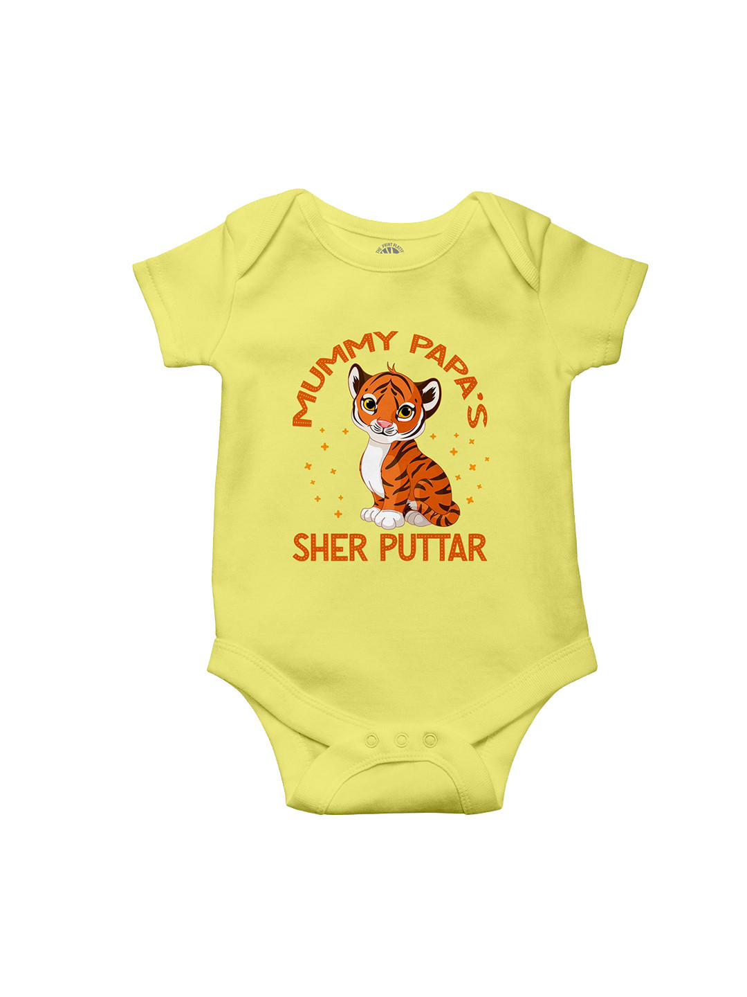 THE PRINT PLATTER Infants Sher Puttar Printed Envelope Neck Ultra Bio Wash Cotton Bodysuit