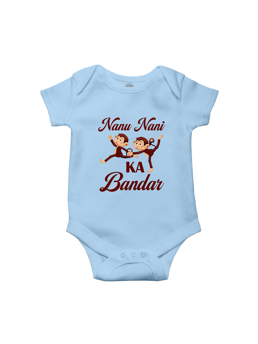THE PRINT PLATTER Kids Nanu Nani Ka Bandar Printed Cotton Bodysuit with Envelope Neck