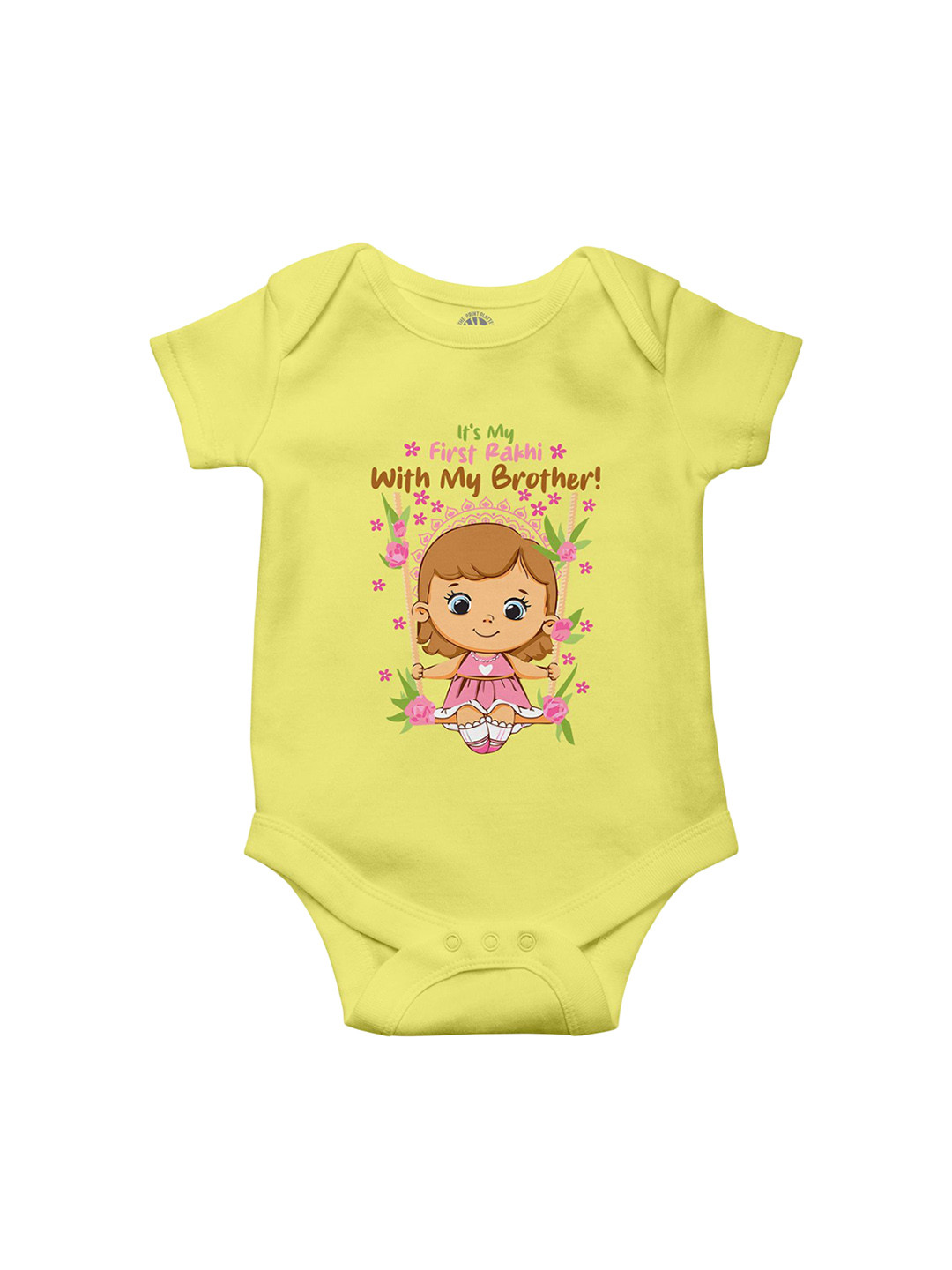 THE PRINT PLATTER Kids First Rakhi Brother Printed Envelope Neck Cotton Bodysuit