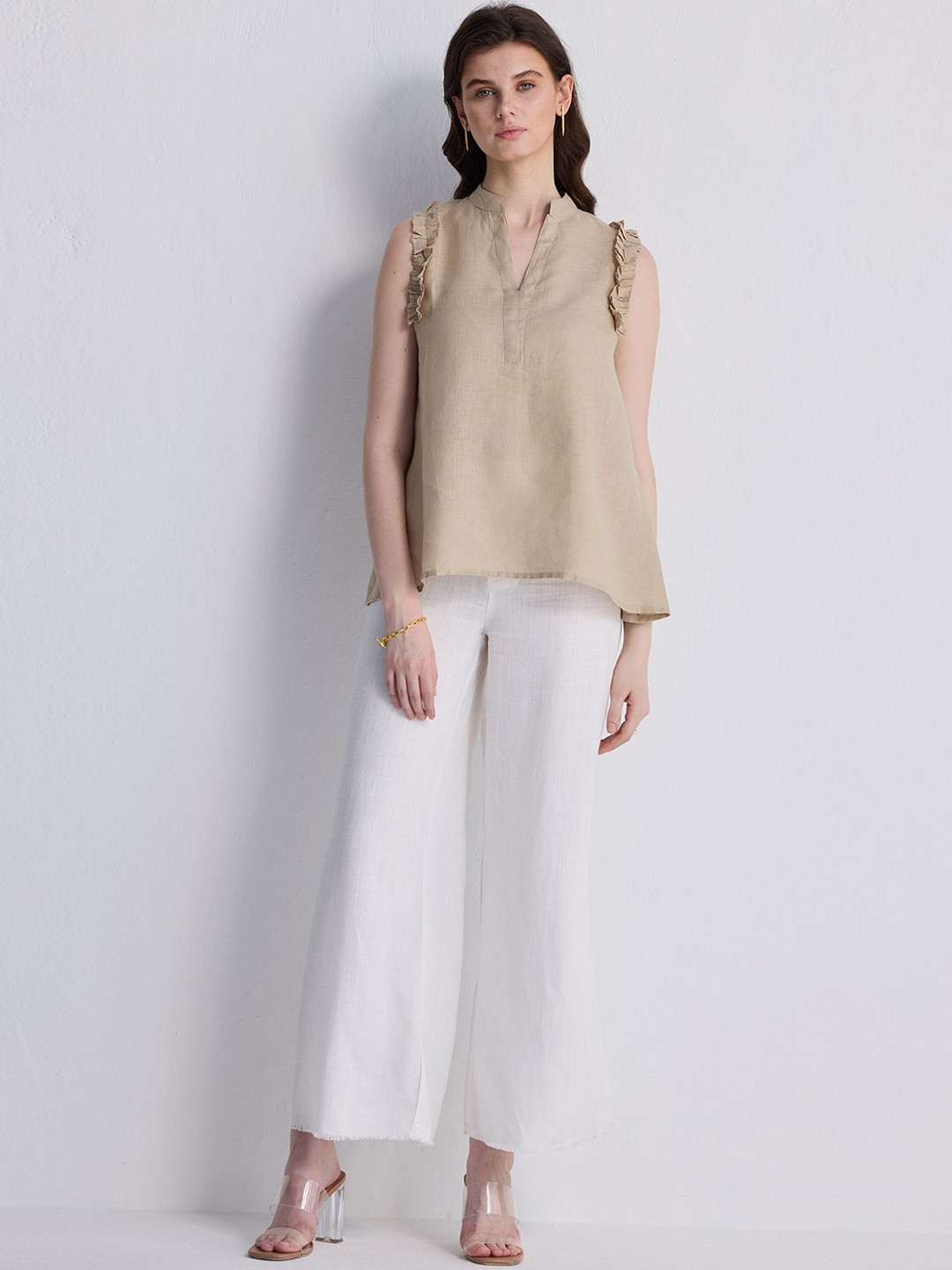 Reistor Women Mandarin Collar Regular Top