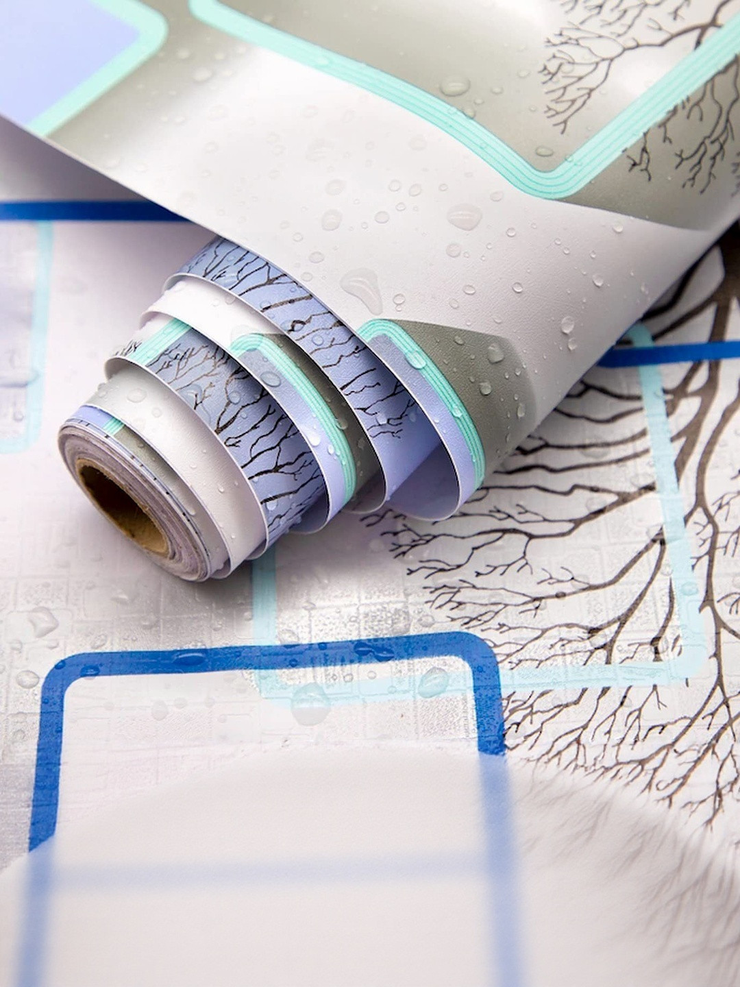 SEKHMET White & Blue Printed Self Adhesive Decals & Stickers