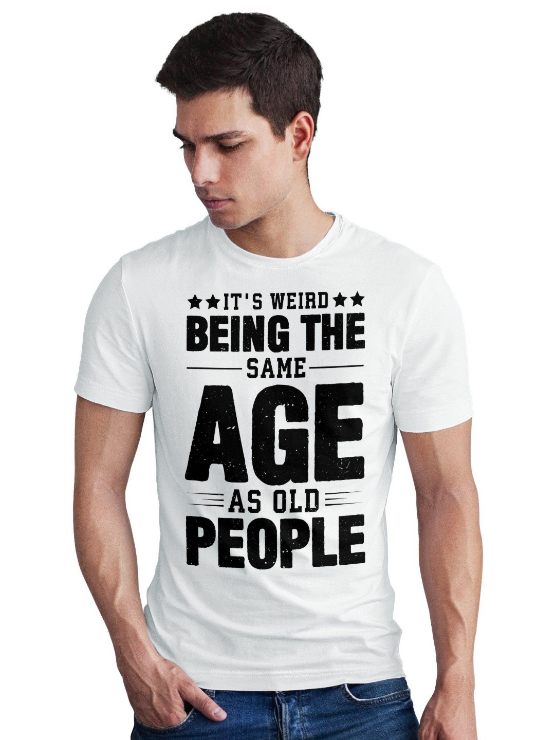 Seekbuylove Men Bio Finish Funny Age Round Neck Pure Cotton T-shirt