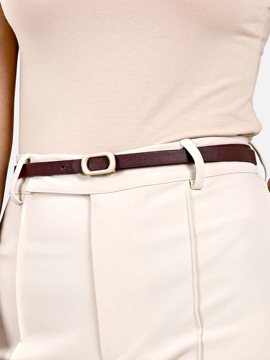 Kazo Women Matte Gold Buckle Belt