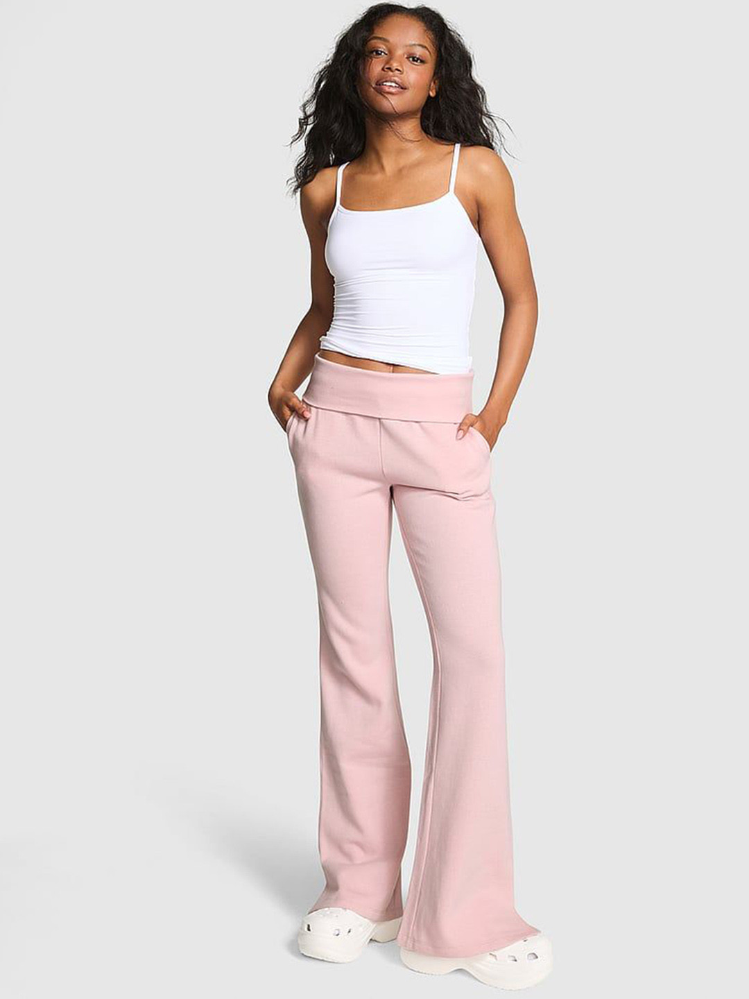 Victoria's Secret Mid-Rise Foldover Flare Sweatpants Tights