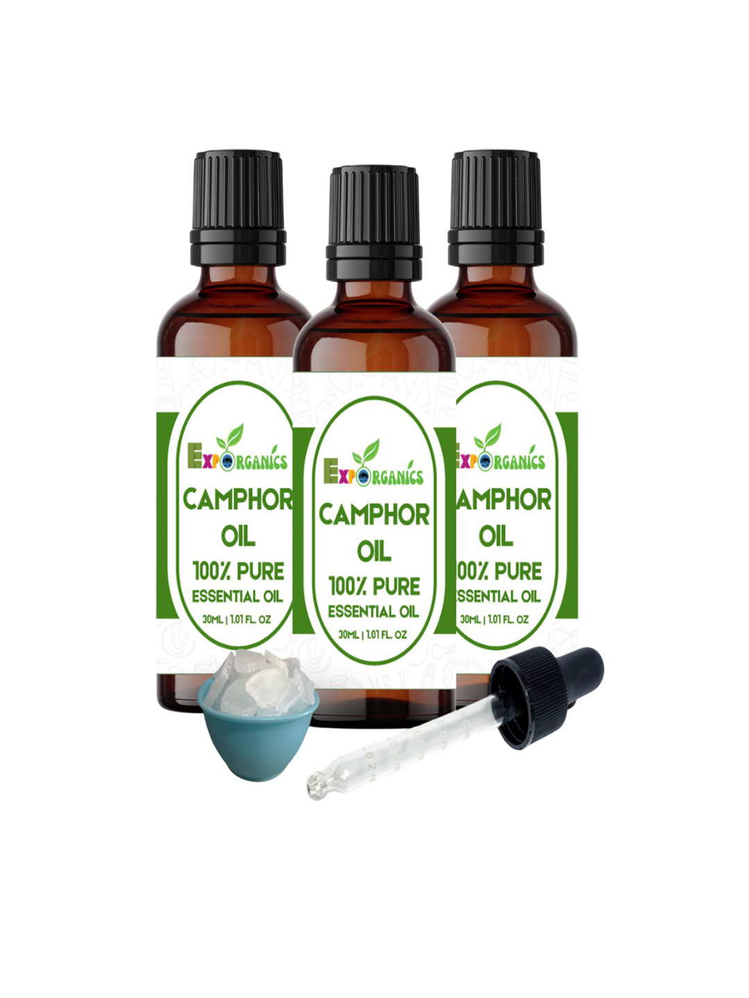 EXPO ORGANICS Set Of 3 Pure & Natural Camphor Essential Oil - 30 ml Each