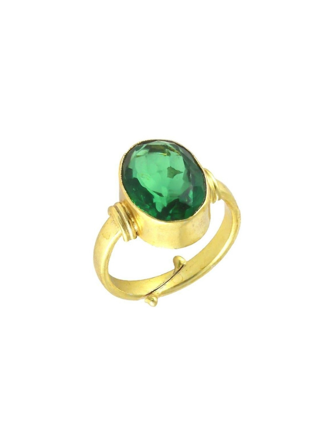 RAVIOUR LIFESTYLE Unisex Gold-Plated 5.25 Carat Emerald Stone Studded Finger Ring