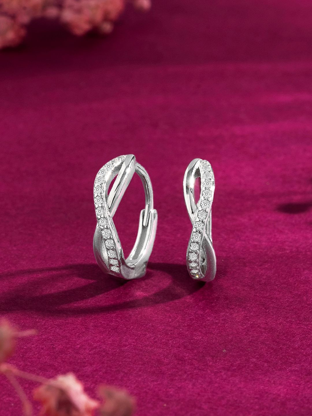 Zavya A Forever Promise 925 Sterling Silver Rhodium Plated Huggie Circular Hoop Earrings