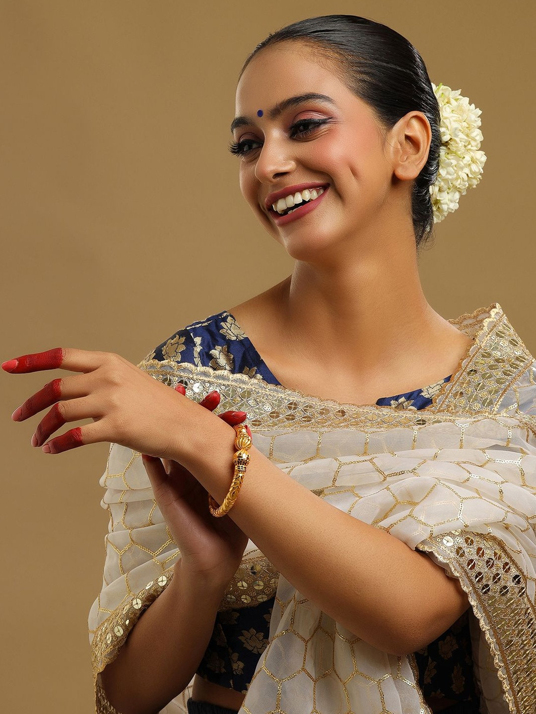 Ruby Raang Gold-Plated Intricate Detail Bangle
