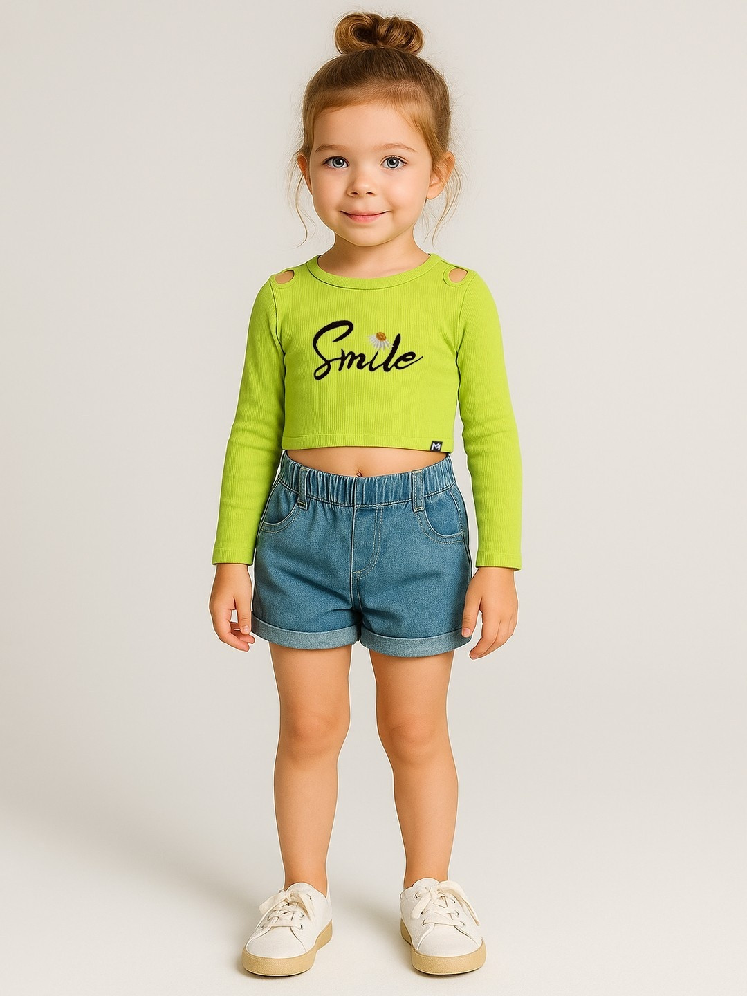 YK X Minute Mirth Girls Embroidered Cotton Crop Top