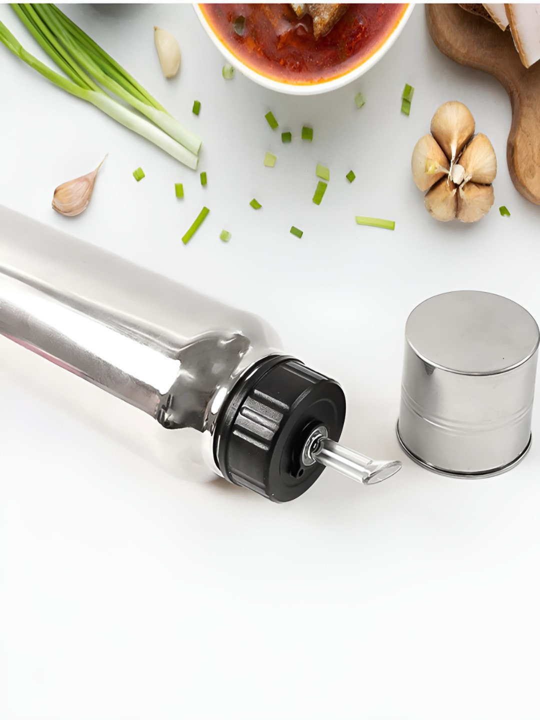 DeoDap Pro Silver Toned Stainless Steel Oil Pourer -750ml