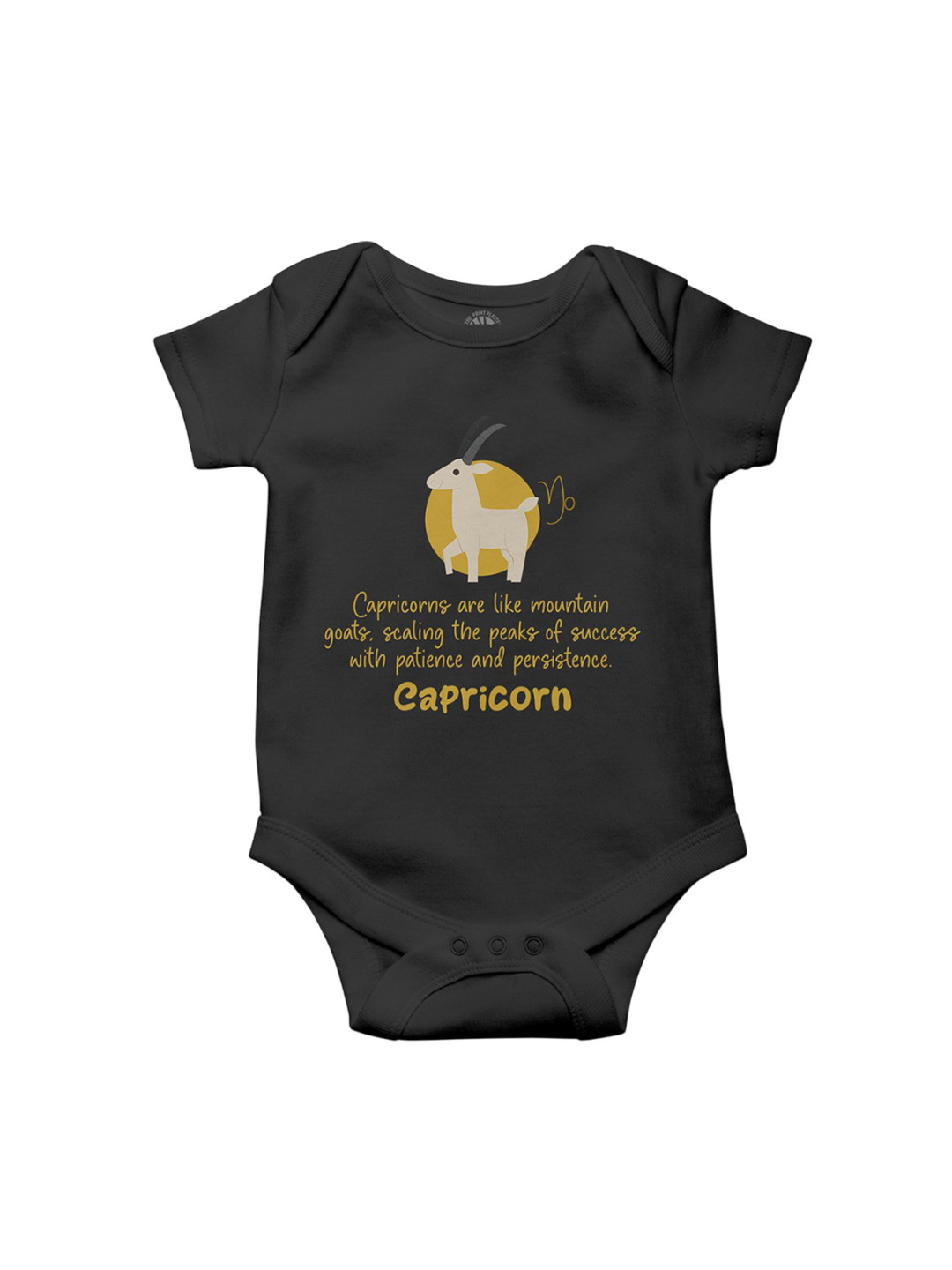 THE PRINT PLATTER Kids Capricornus Printed Cotton Bodysuit with Envelope Neck