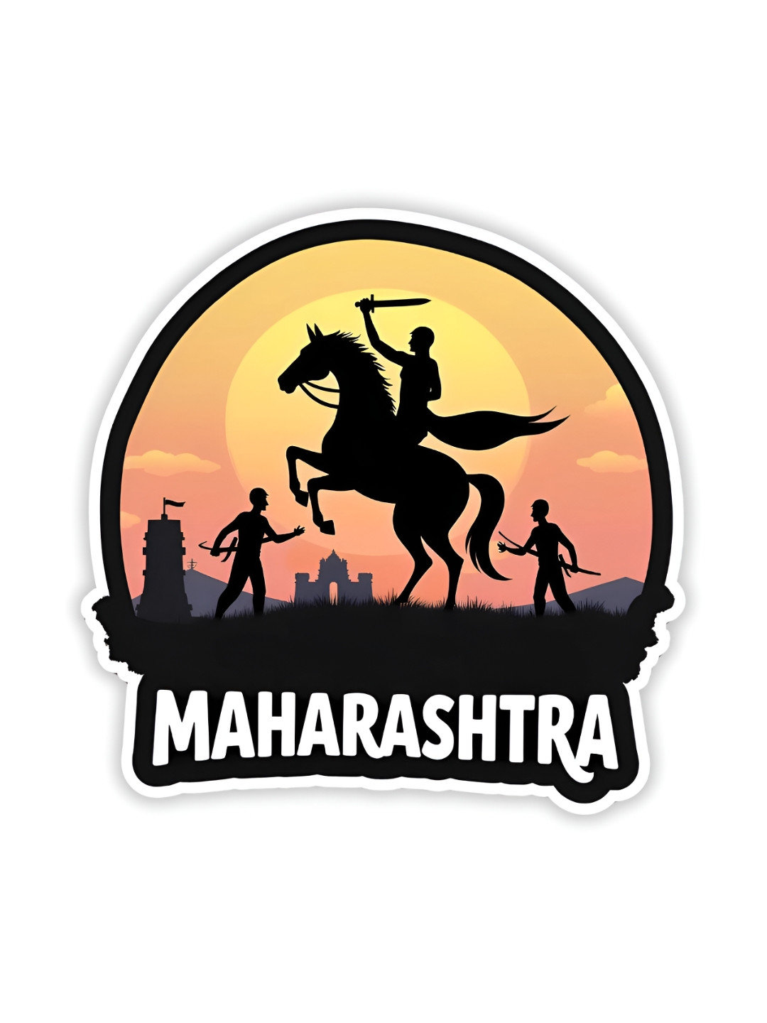 GIFTODAY Yellow & White Maharashtra Print Fridge Magnet