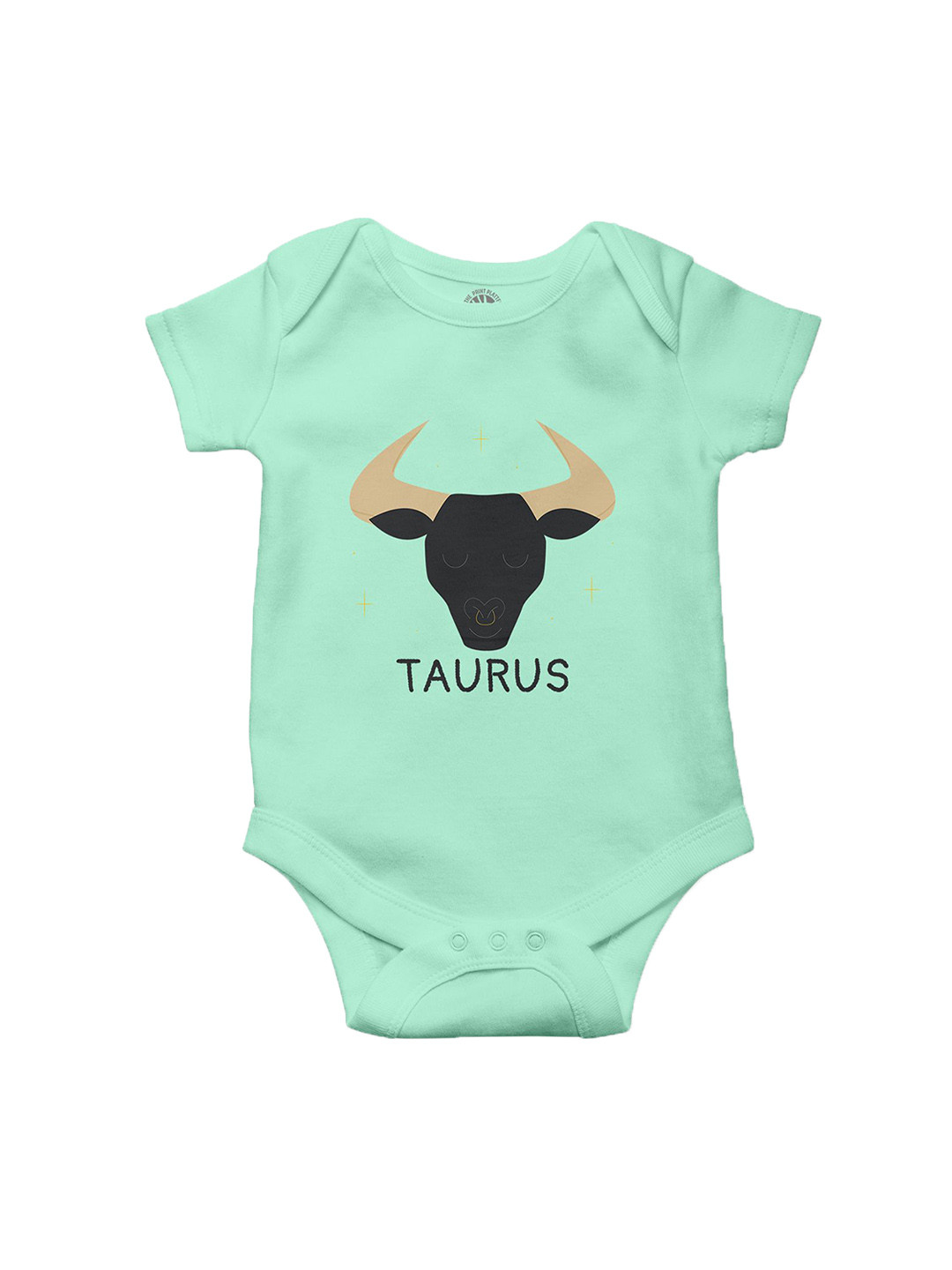 THE PRINT PLATTER Kids Taurus Printed Envelope Neck Ultra Bio Wash Cotton Bodysuit