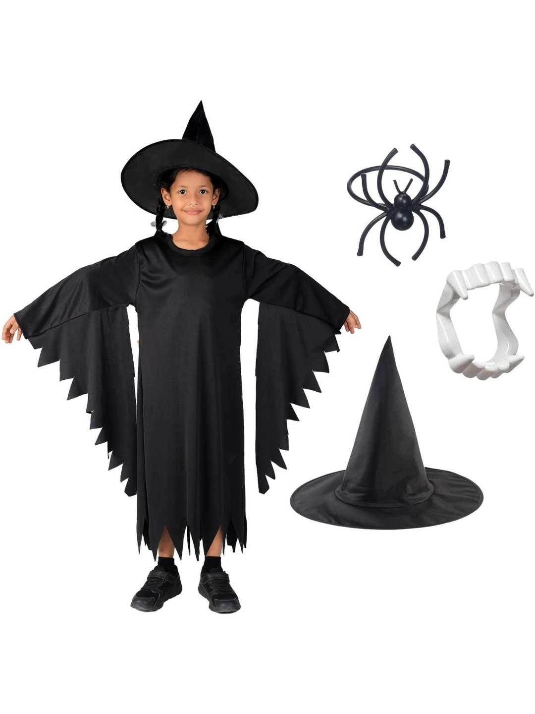 itsmycostume Girls Round Neck Halloween Witch Dress Costume