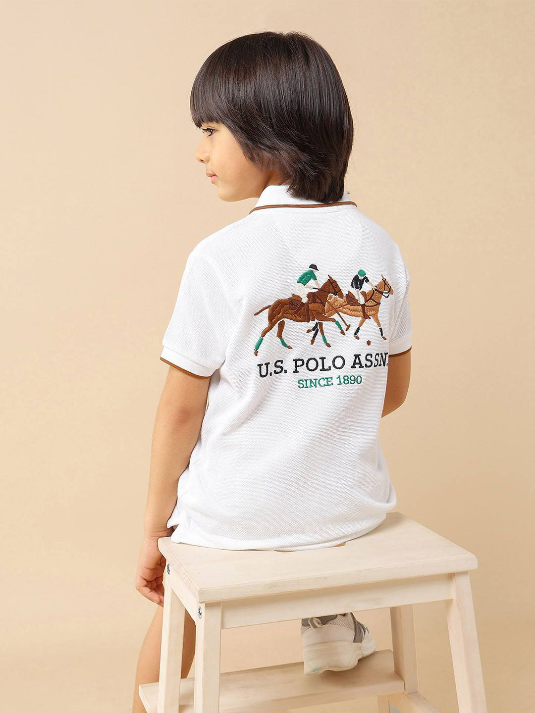 U.S. Polo Assn. Kids Boys Humour and Comic Brand Embroidered Pure Cotton T-Shirt