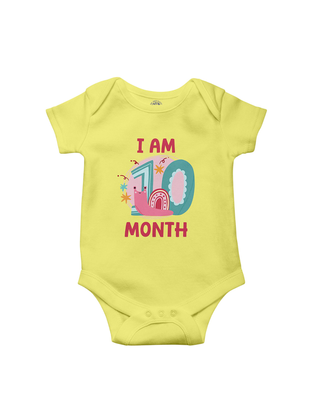 THE PRINT PLATTER Kids I Am Ten Month Printed Ultra bio wash with Envelope Neck Bodysuit