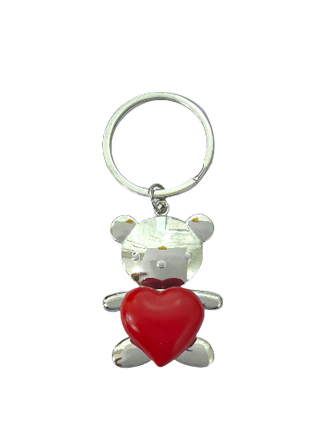 AUGEN Teddy Heart Stainless Steel Keychain With Key Ring