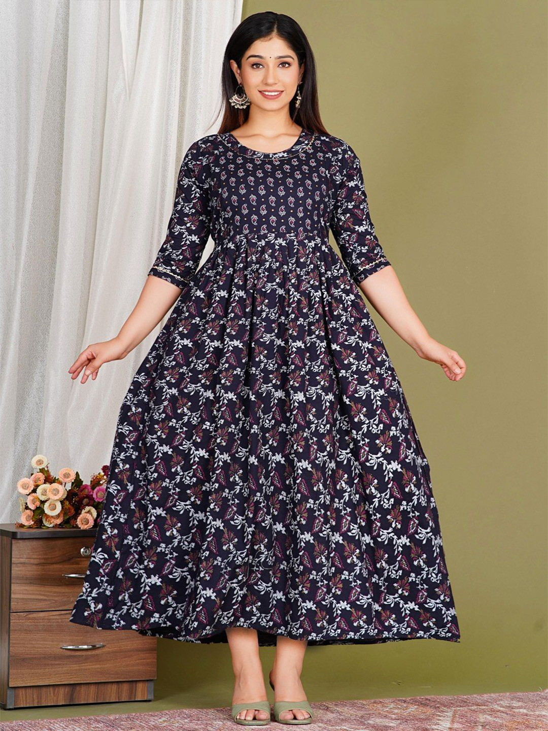 Pakiza Enterprises Print Maternity A-Line Maxi Dress