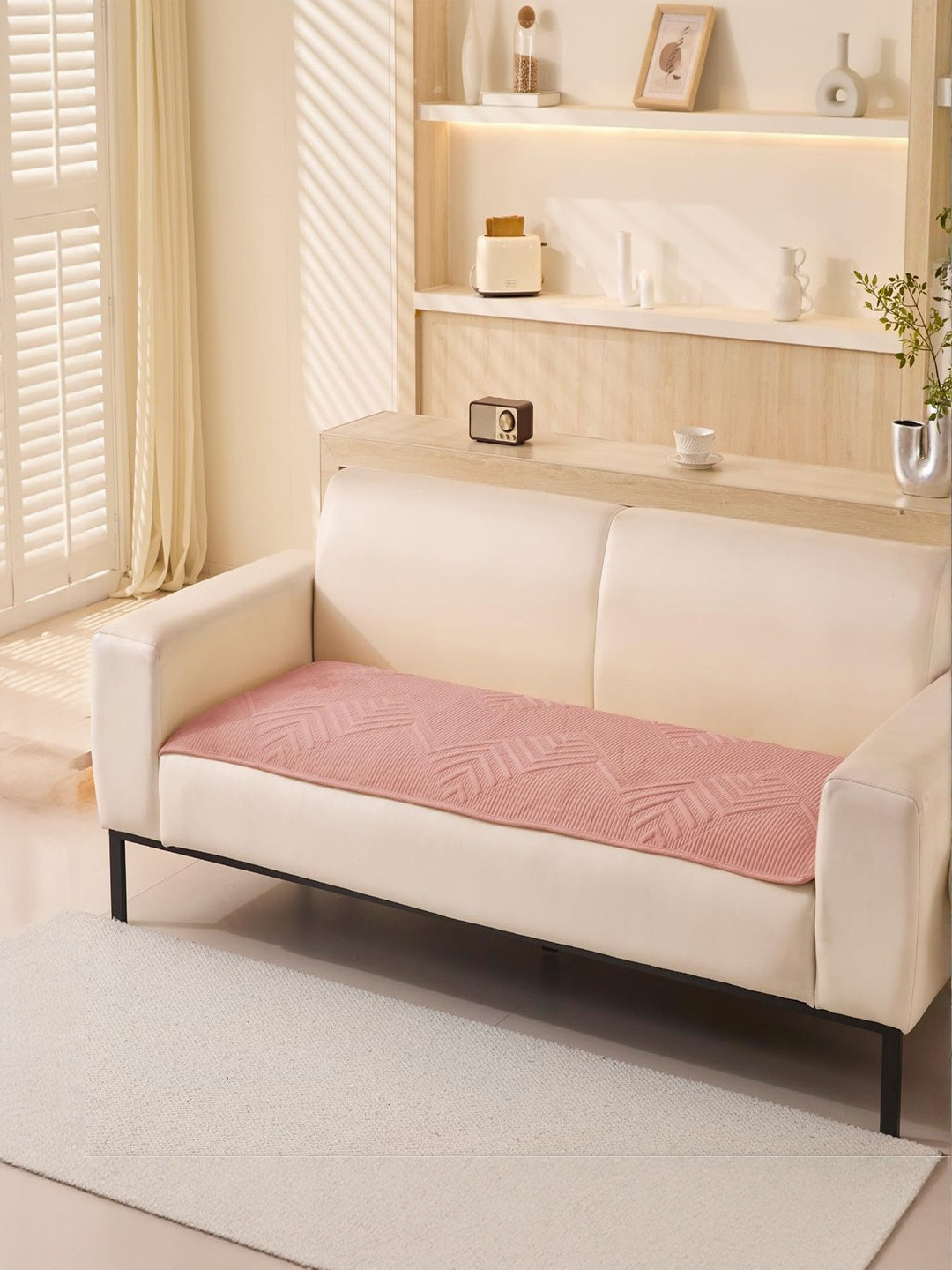HOUSE OF QUIRK Pink Velvet Anti Slip 3 Seater Sofa Mat