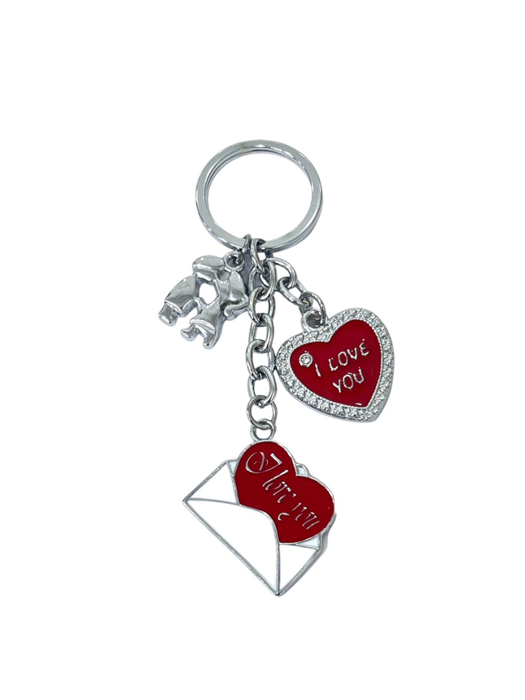 AUGEN Stainless Steel Heart Shaped Metallic Key chain