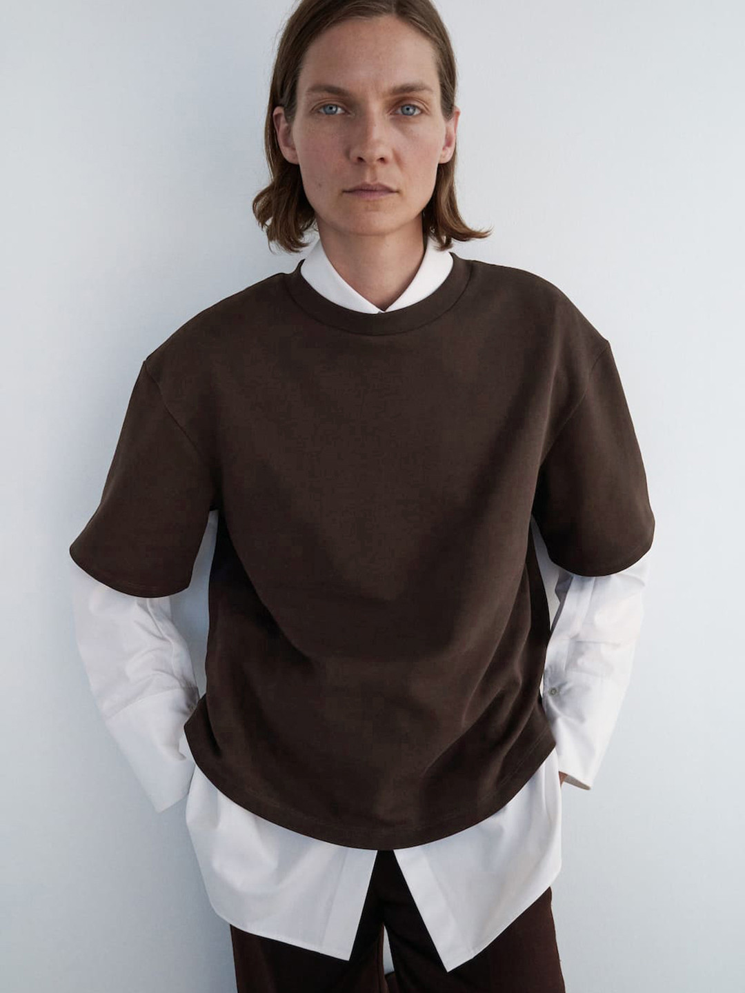 MANGO Drop-Shoulder Sleeves Oversized Knitted T-shirt