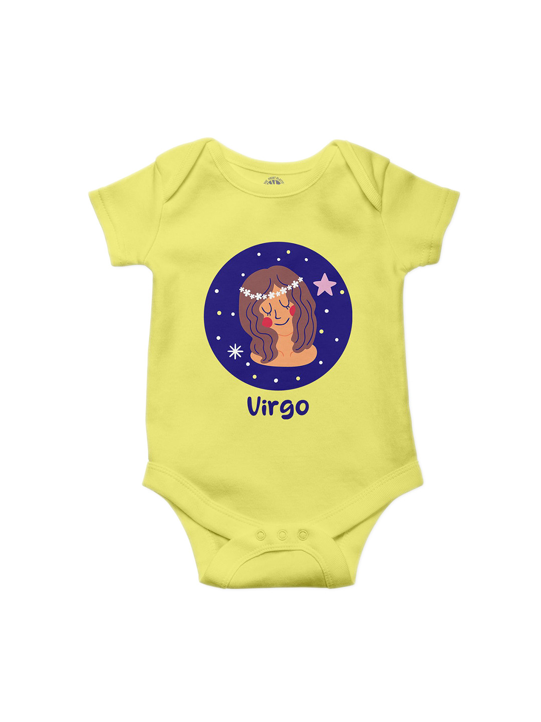 THE PRINT PLATTER Infants Virgo Printed Cotton Envelope Neck Ultra Bio Wash Bodysuit