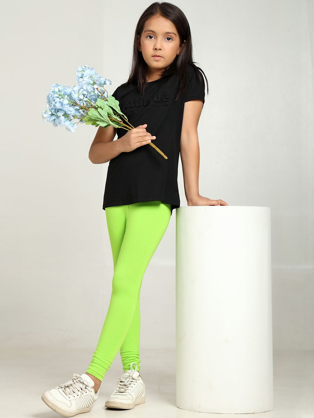 Robinbosky Girls Solid Slip-On Stretchable Churidar Length Leggings