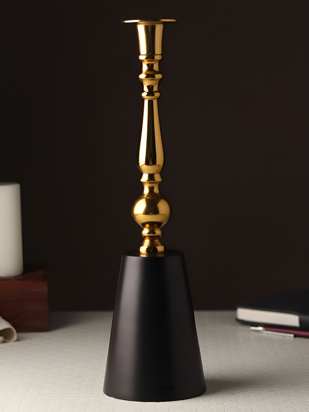 Decor de Maison Valora Gold-Toned & Black Candle Holder