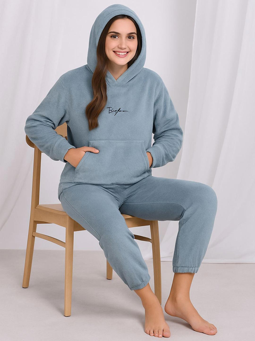 GRACIT Hooded Cozy Fleece Hoodie & Jogger Night suit