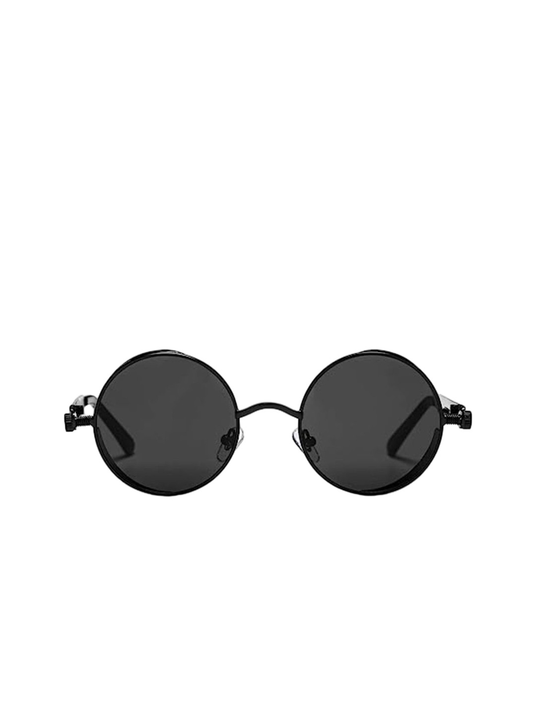 SPADEACES Unisex Round Sunglasses With Adjustable Lens Modes Steampunk Full Black -43