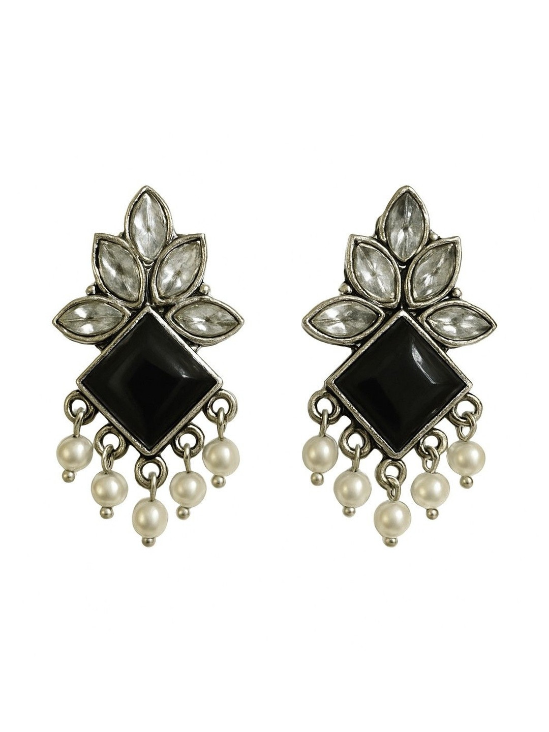 The Pari Women Diamond Shaped Silver-Plated Drop Earrings