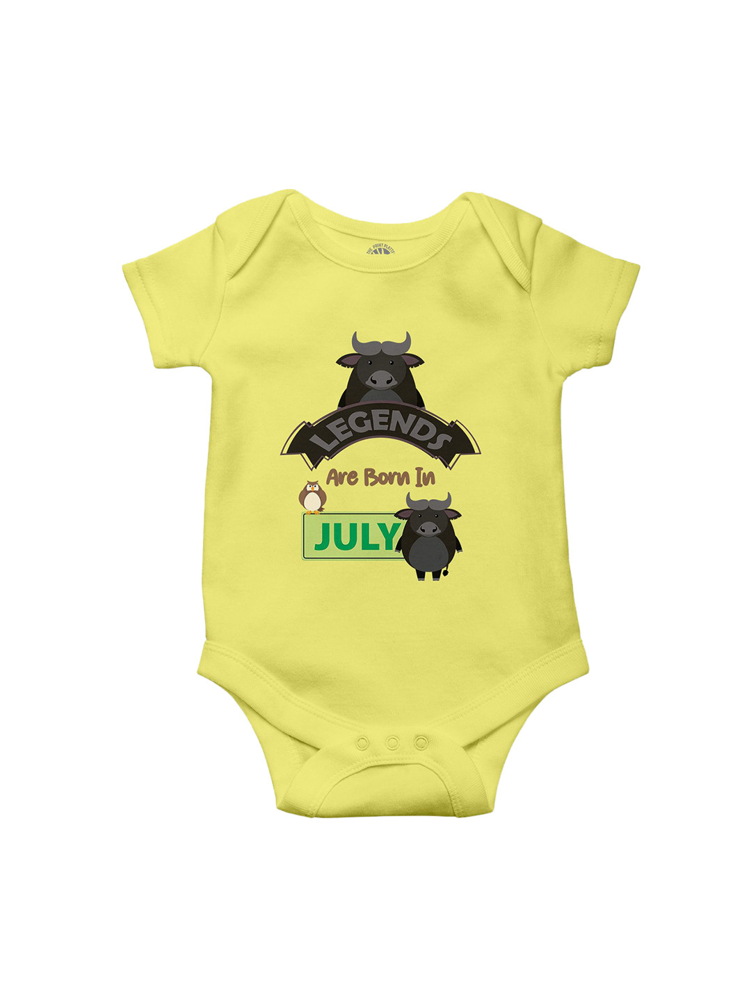 THE PRINT PLATTER Infants  Legends In July Printed Bio Wash Envelope Neck Cotton Bodysuit