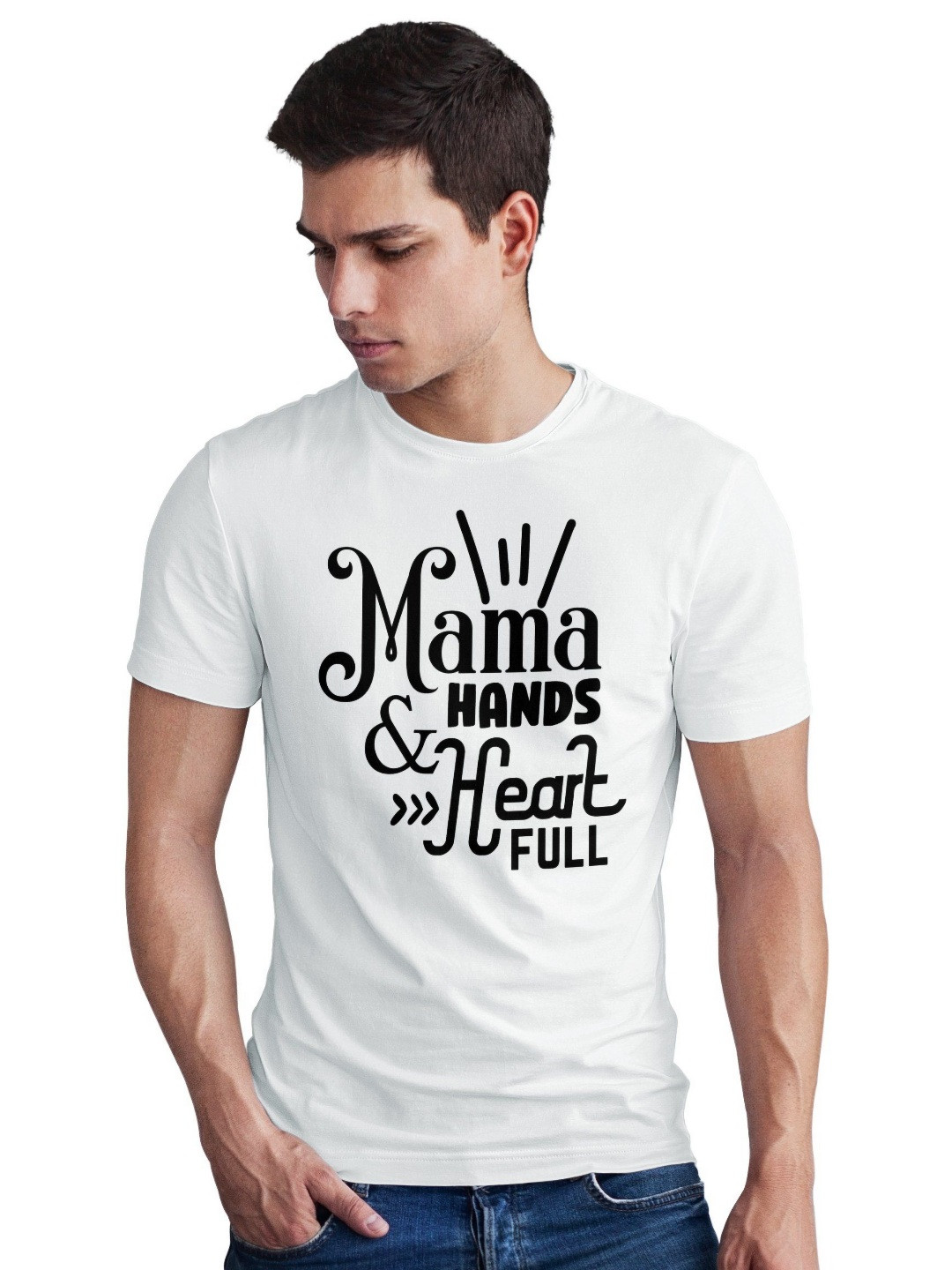 Seekbuylove Men Bio Finish Mama Hands Heart Full Round Neck Pure Cotton T-shirt