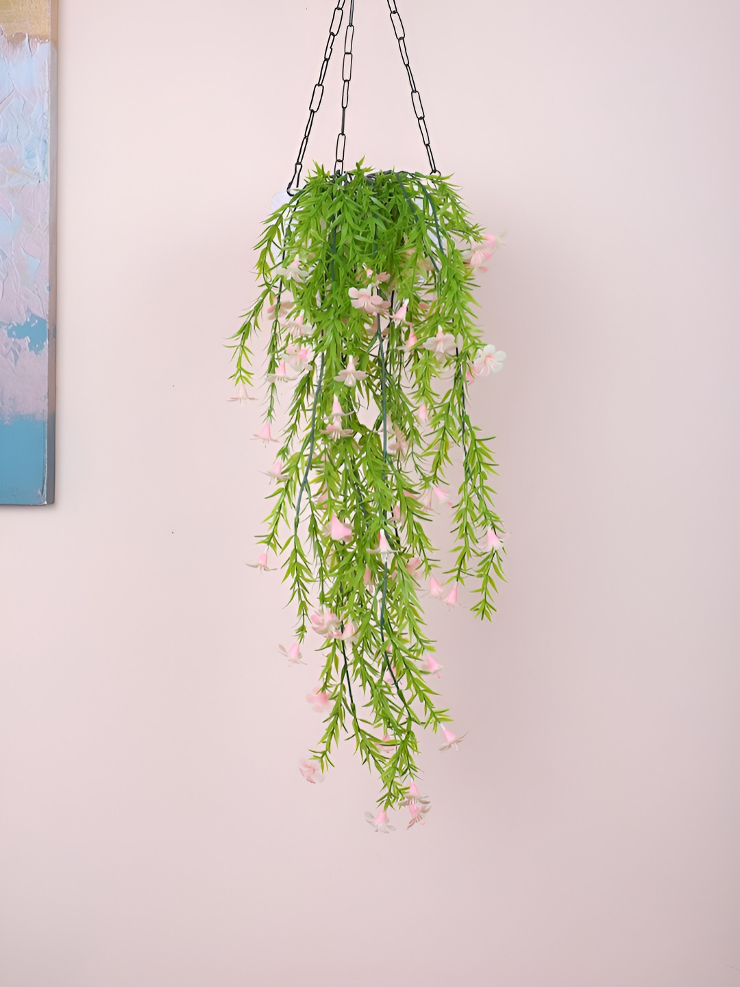 Home Bloom Pink & Green 2 Pieces Hanging Lily Artificial Plants