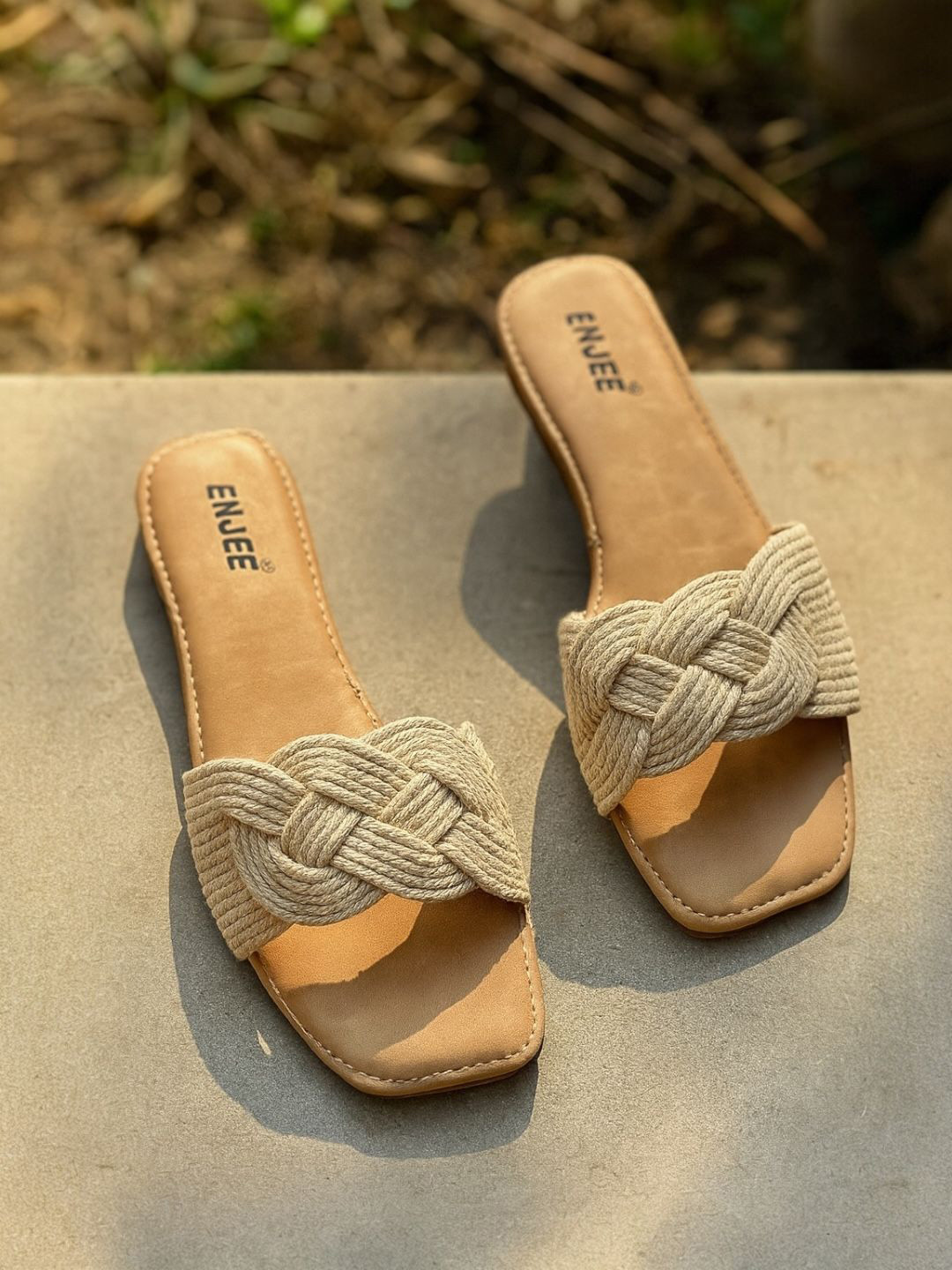 Enjee Lace Open Toe Flats