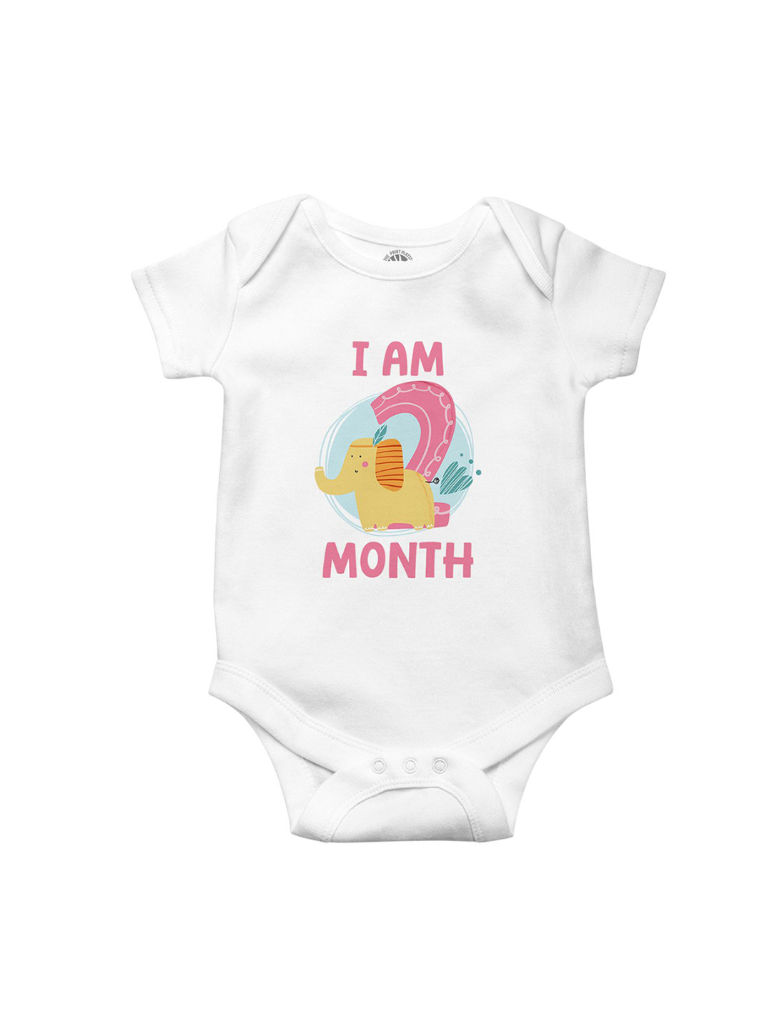 THE PRINT PLATTER Kids I Am Two Month Printed With Ultra Bio Wash Cotton Bodysuit