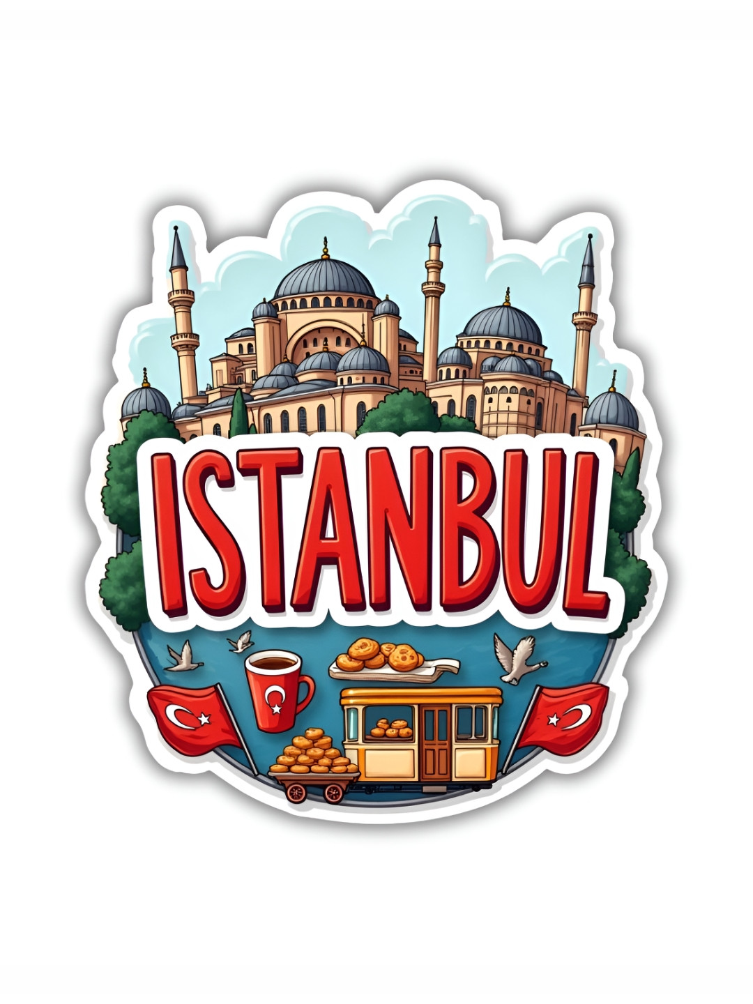 GIFTODAY Red & Blue Istanbul Printed Fridge Magnets