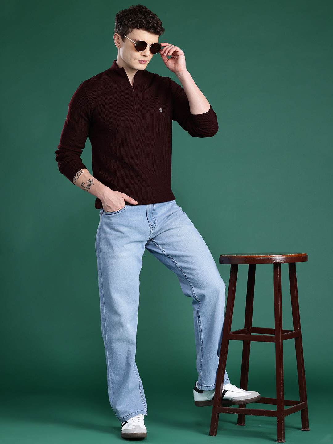 Cayman Mock Collar Woolen Half-Zipper Pullover