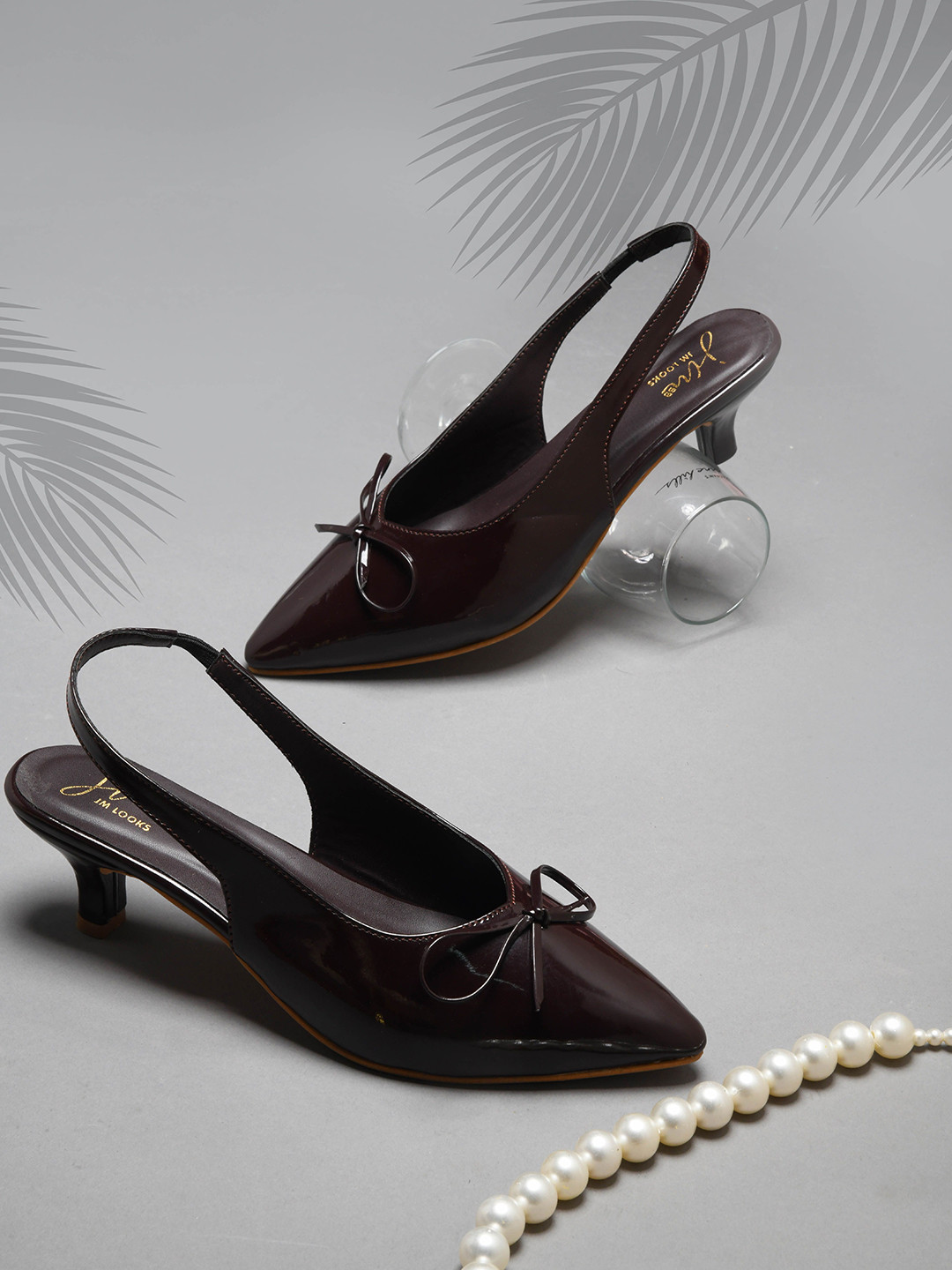 JM Looks Women Trendy Pointed Toe Kitten Heels Pumps with Bow