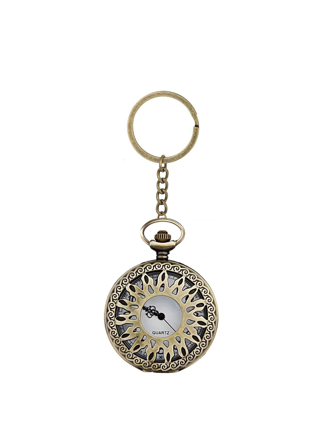 AUGEN Textured Premium Pocket Watch Design Sun Retro Vintage Key Chain
