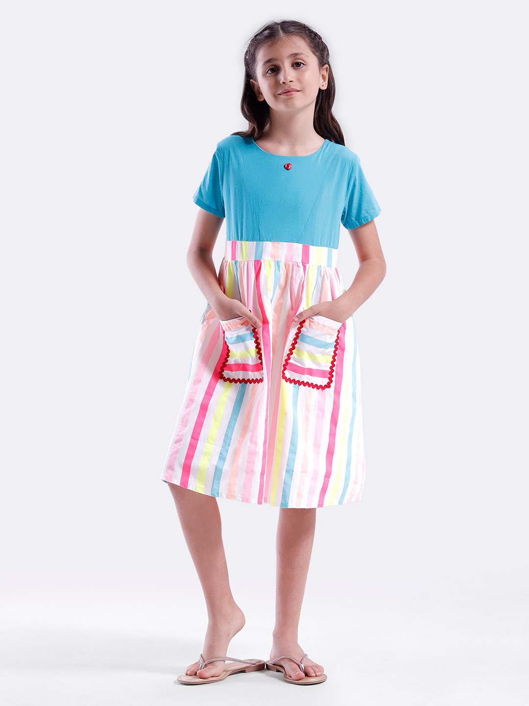 KATE & OSCAR Girls Candy Striped A-Line Dress