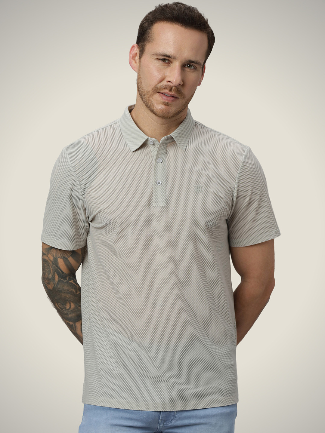 Hektor Open Button Bubble Jacquard Bonded Wrinkle Resistant & Moisture Wicking Polo Tshirt