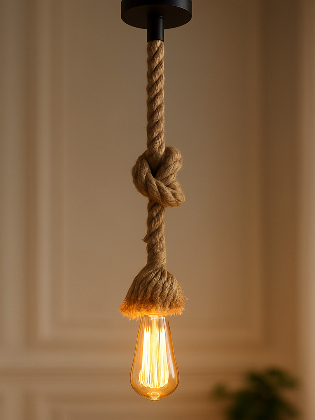 Homesake Beige Edison Lamp Rustic Rope Hanging E27 Holder